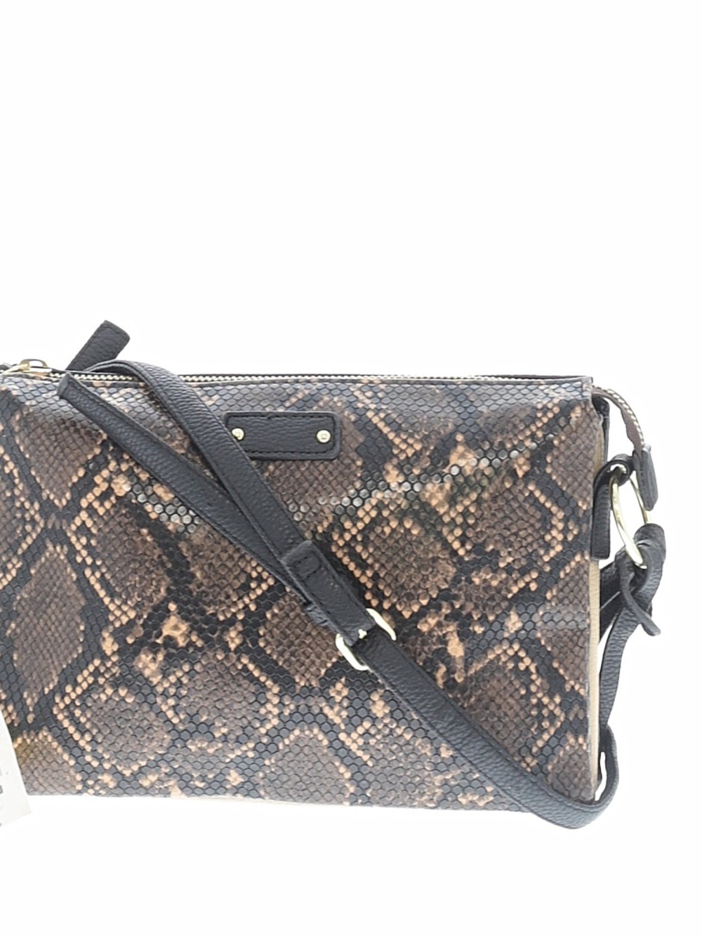 Brown Snake-Print Crossbody Bag